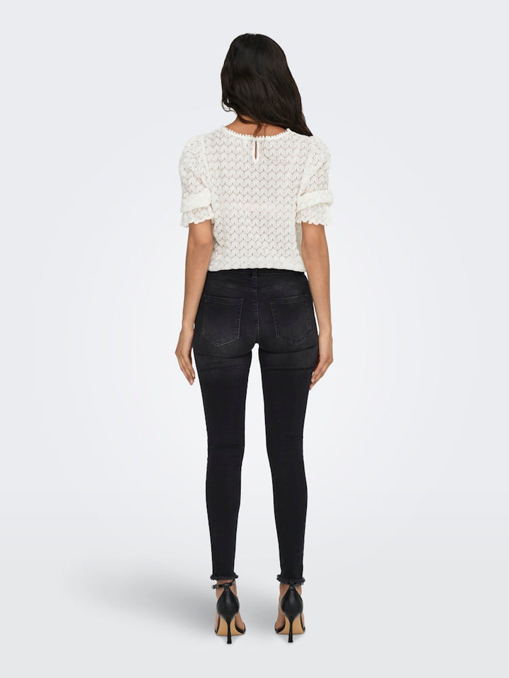 Onlblush Mid Ank Raw Jeans Rea1099 . . 1827. Juli - Black Denim