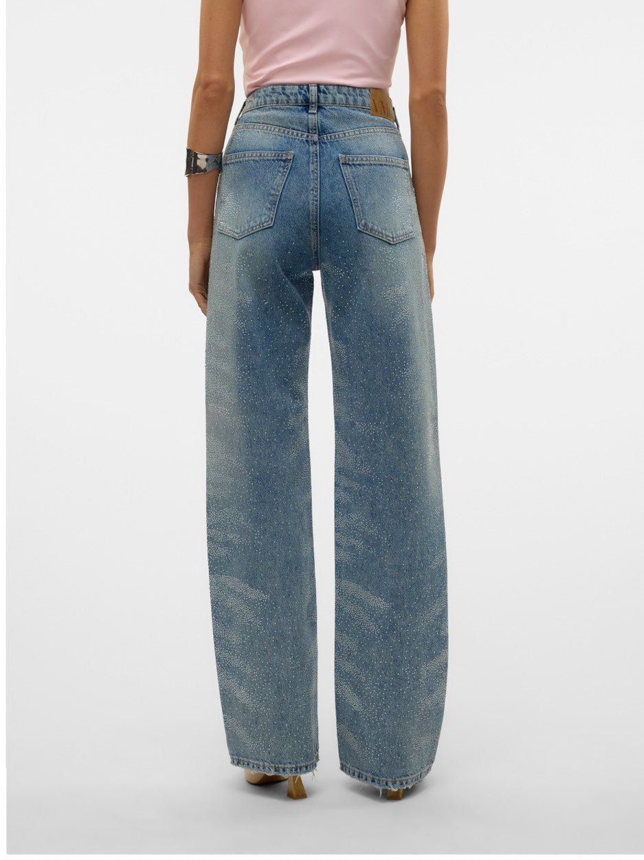 Vmtessa Hr Wide Rhines Jeans Ba3292 - Blue Denim
