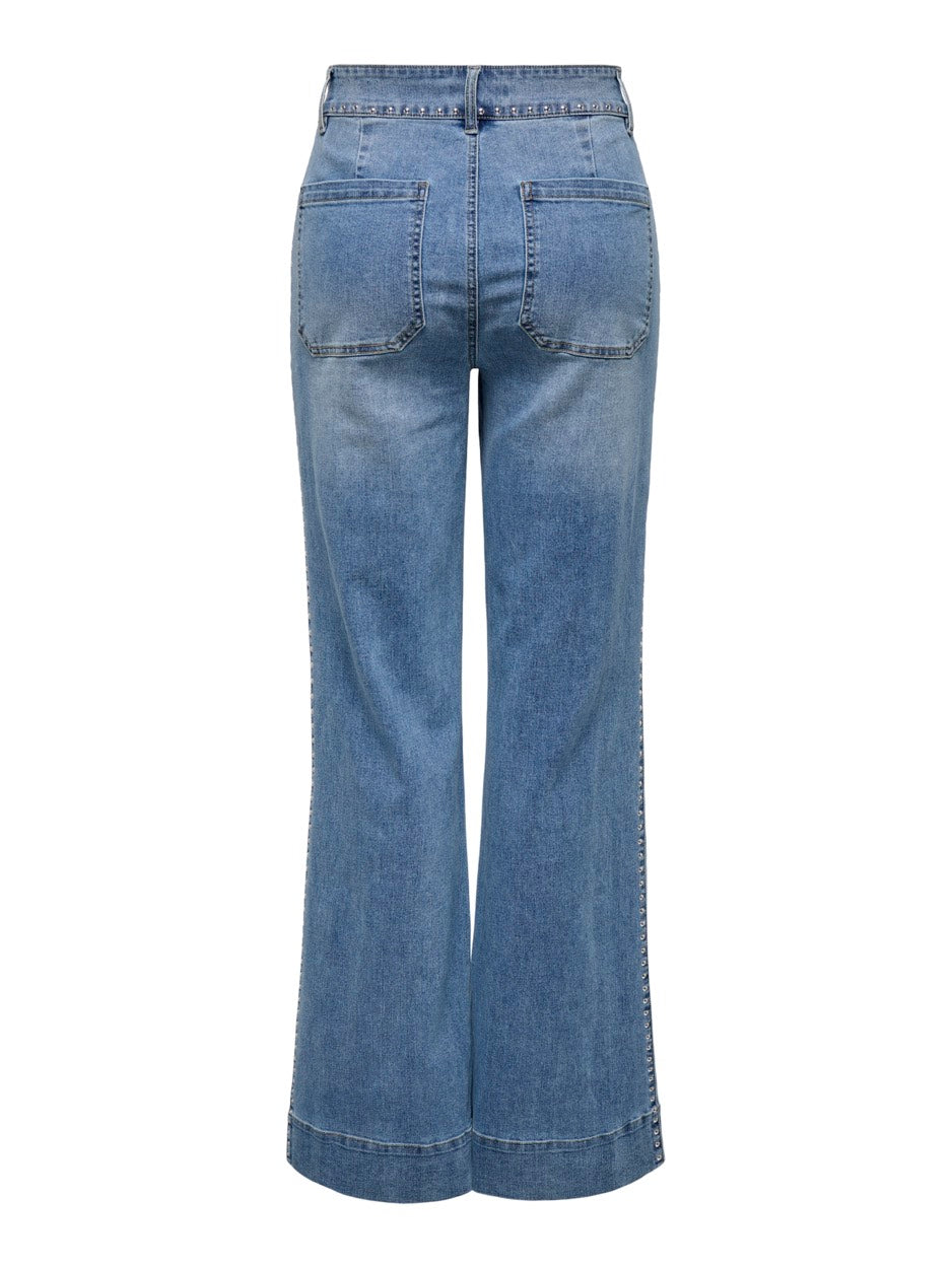 Onljuicy Hw Wide Stud Dnm Gua - Blue Denim