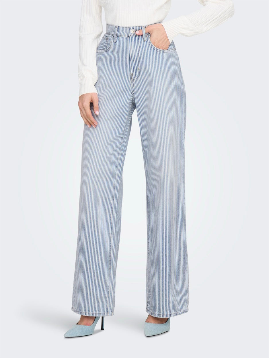 Onlhope Hw Wide Stripe Dnm Tai - Blauw Dessin