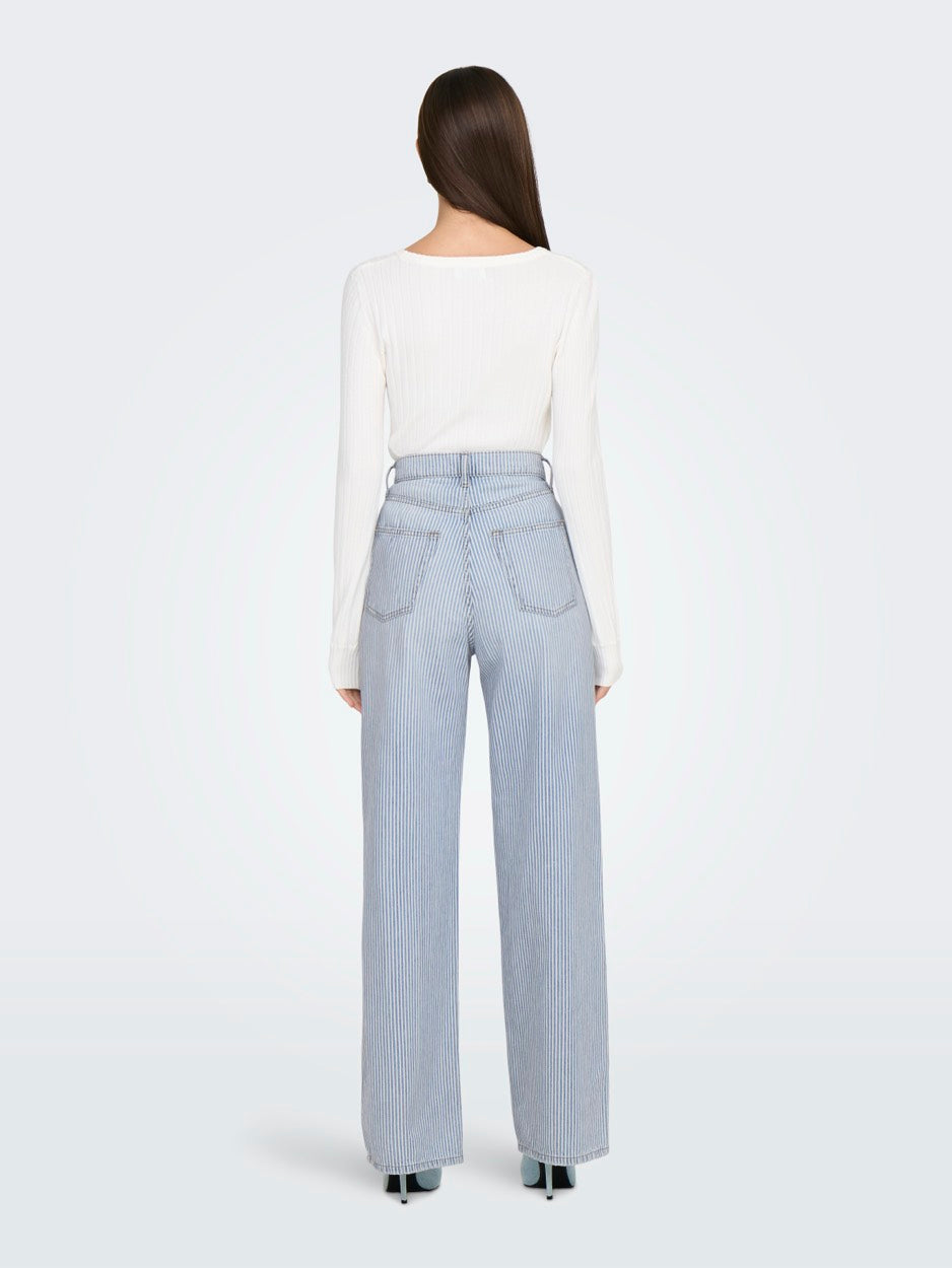 Onlhope Hw Wide Stripe Dnm Tai - Blauw Dessin