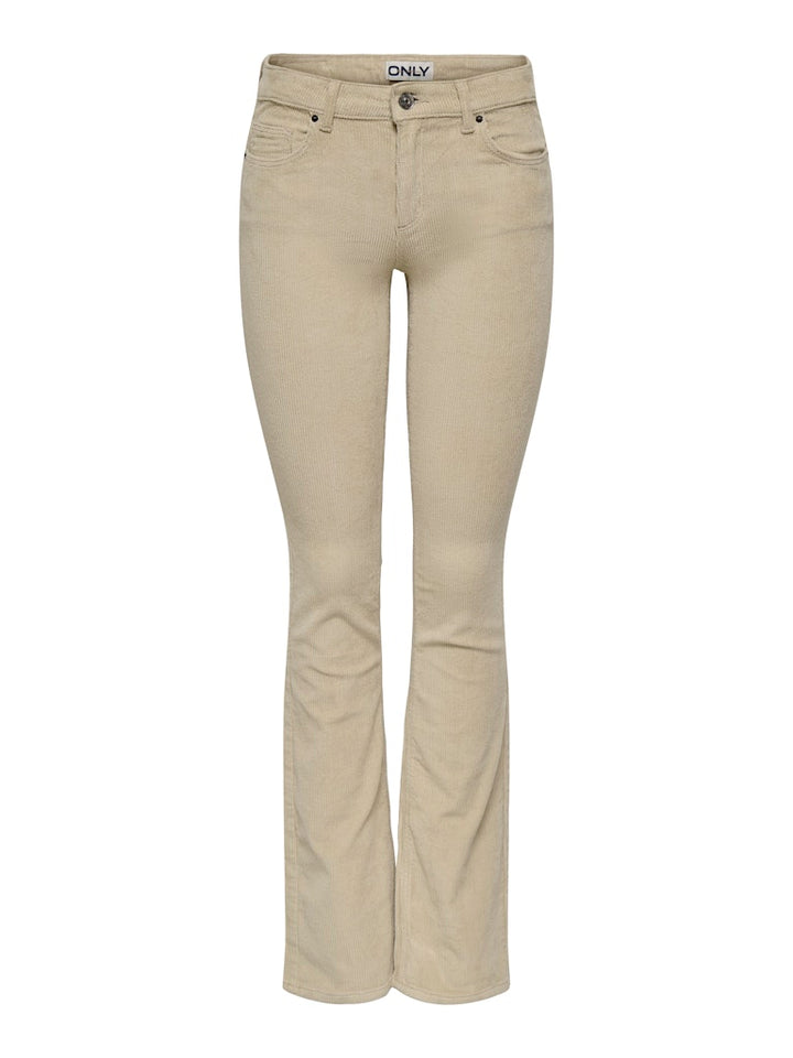 Onlmary-global Mid Cord Flared Pnt Noos - Ecru