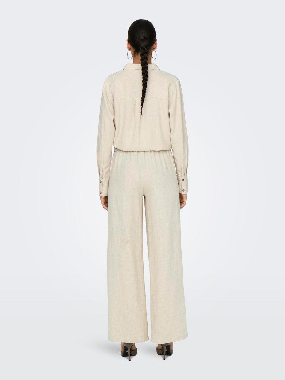 Jdysay Linen Hw Wide Pant Wvn Noos - Zand