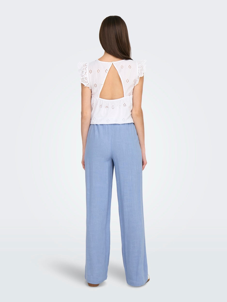 Onlsolvi Mw Linen Bl String Pant Cc - Lichtblauw