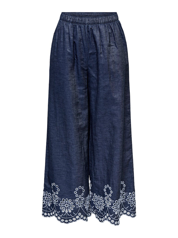 Jdymargot Bille Hw Embr Ank Pant Wvn - Blue Denim