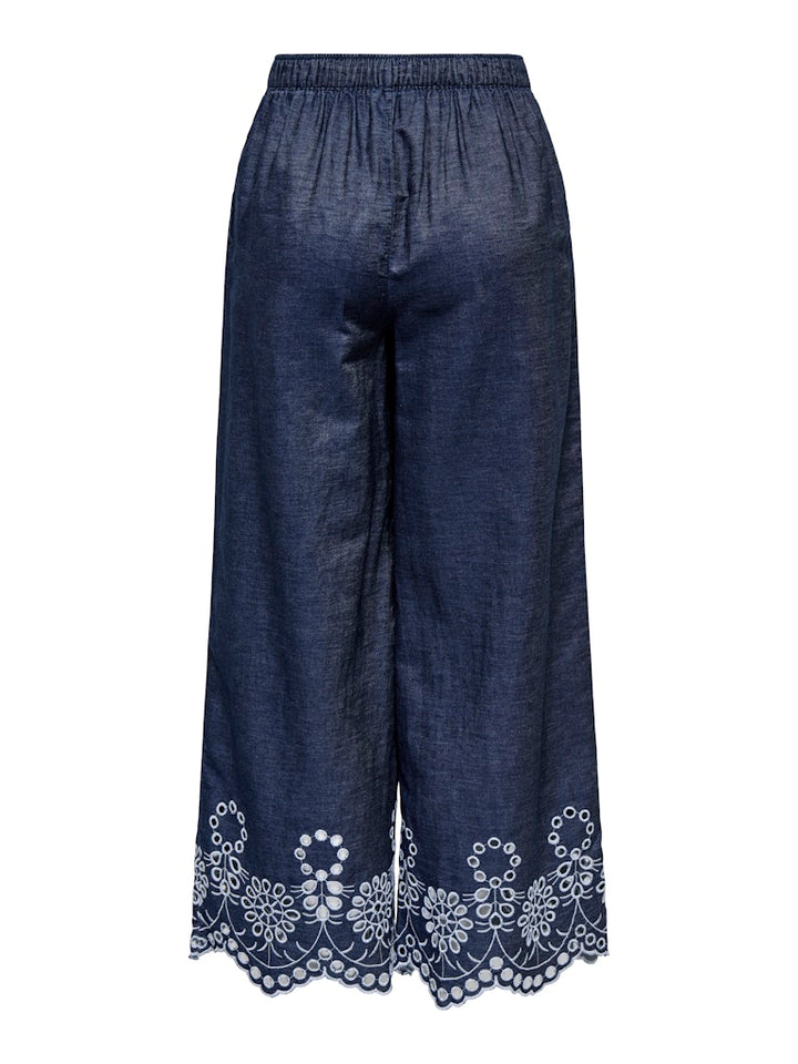 Jdymargot Bille Hw Embr Ank Pant Wvn - Blue Denim