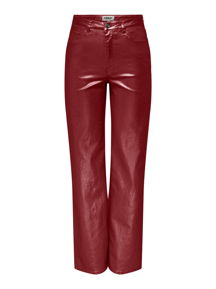 Onljuicy-viv Hw W Metal Coated Pant - Bordeaux