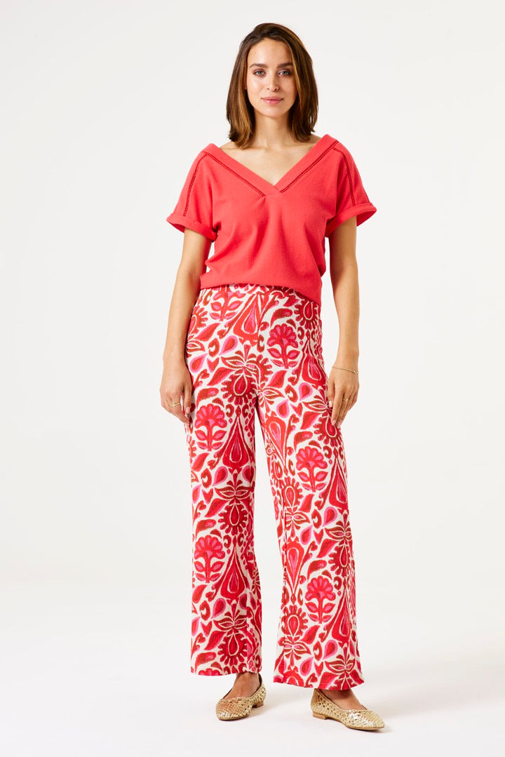 Garcia - Lange broeken - 4109.49.0002 - Rood Dessin