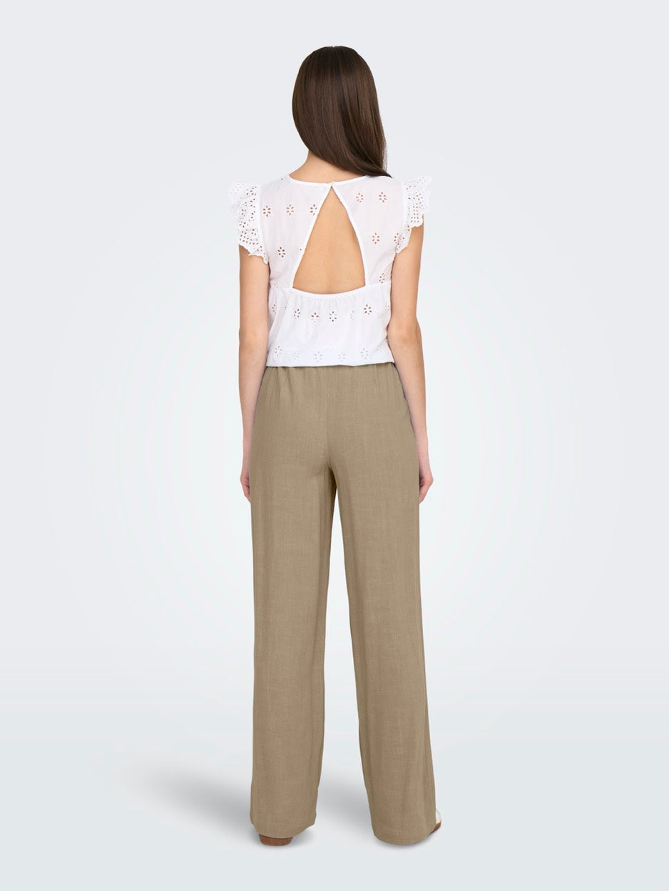 Onlsolvi Mw Linen Bl String Pant Cc - Taupe