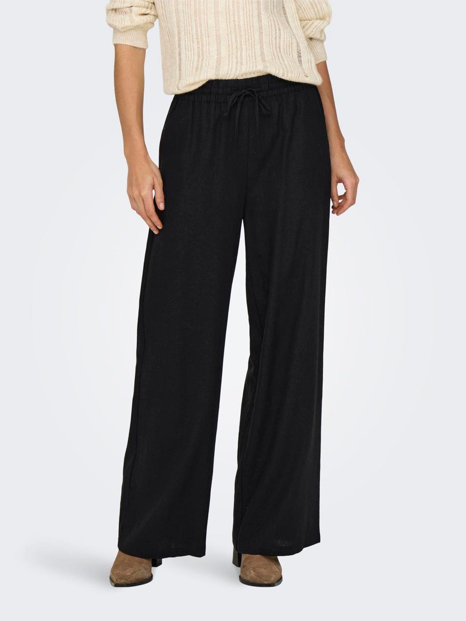 Jdysay Hw Linen Wide Pant Wvn Noos - Zwart