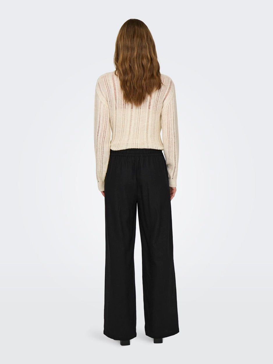 Jdysay Hw Linen Wide Pant Wvn Noos - Zwart