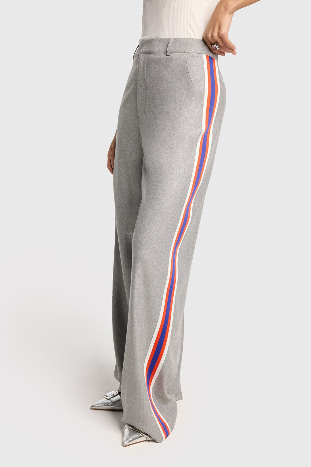 Coateded Herringbone Pants - Grijs Melee