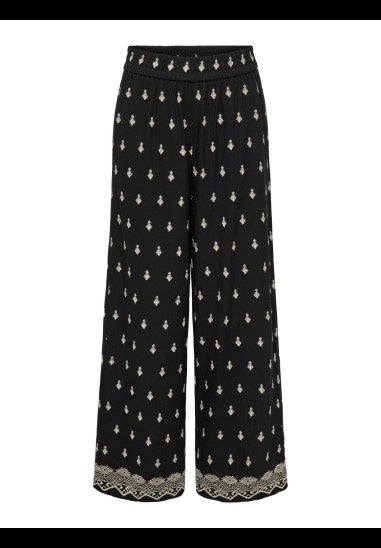 Onlwilla Emb Detail Pant Wvn - Zwart Dessin
