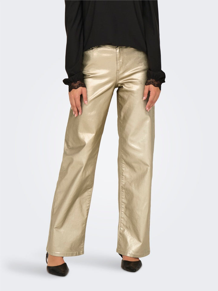 Onljuicy-viv Hw W Metal Coated Pant - Goudkleurig