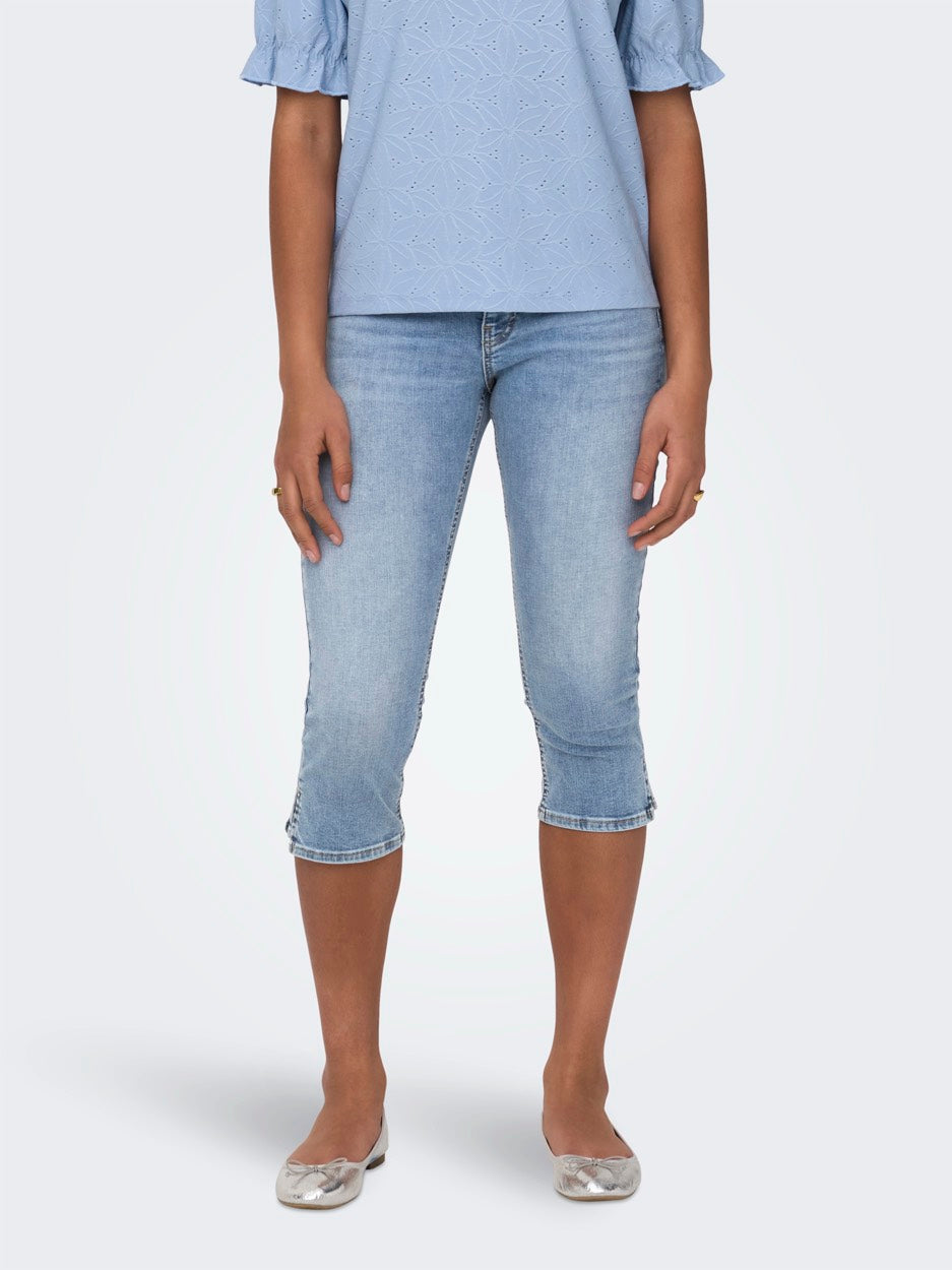 Onlblush Mw Slit Capri Dnm Pim Noos - Blue Denim