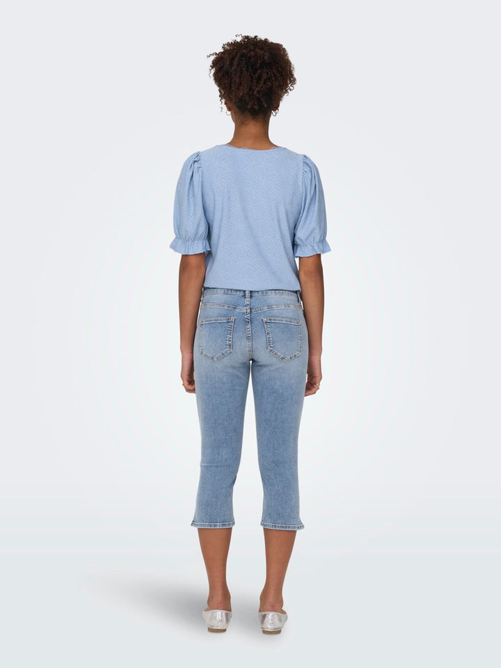 Onlblush Mw Slit Capri Dnm Pim Noos - Blue Denim