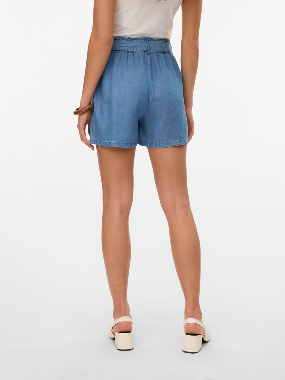 Vmfleur Hw Paperbag Belt Tencel Sho - Blue Denim