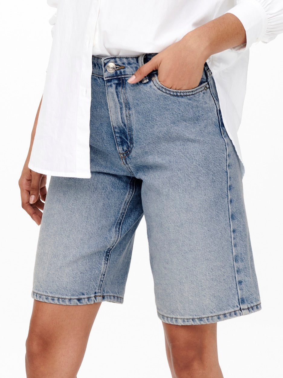 Onlsonny Hw Wide Dnm Shorts Noos - Blue Denim