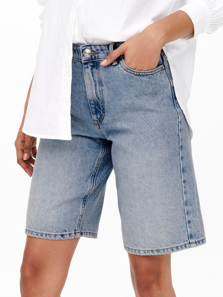 Onlsonny Hw Wide Dnm Shorts Noos - Blue Denim
