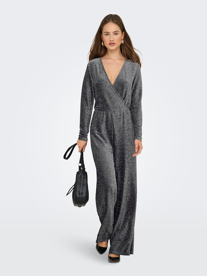 Onlrich L/s Glitter Jumpsuit Jrs - Zilverkleurig