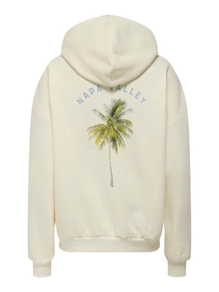 Onlkaren Ls Hoodie Print Box Sweater - Off-white