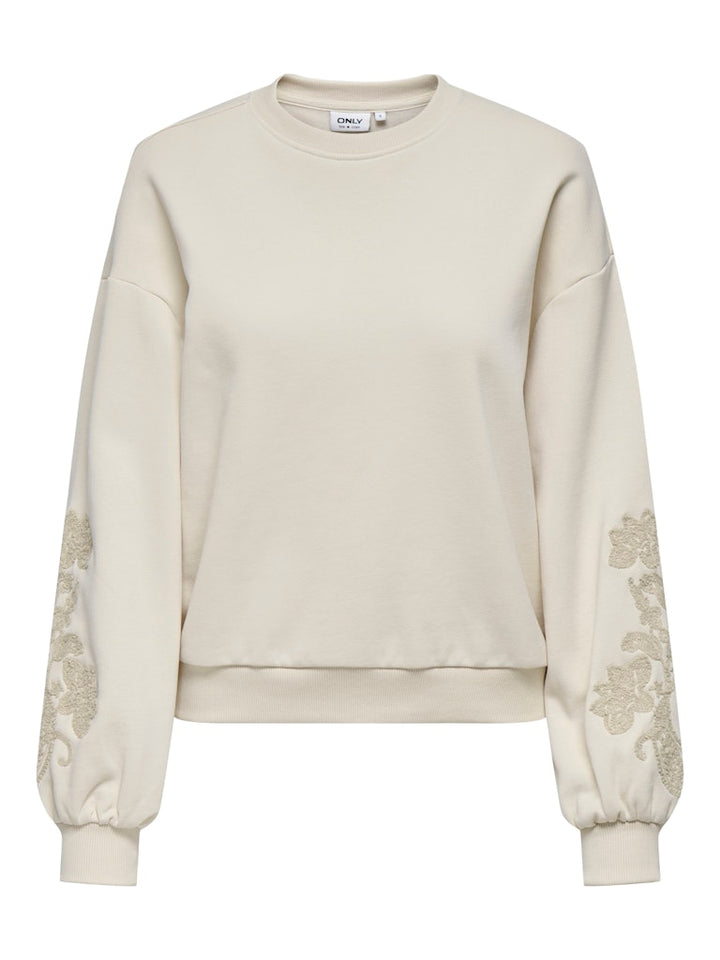 Onlbrooklyn L/s Embroidery Box Swt - Ecru