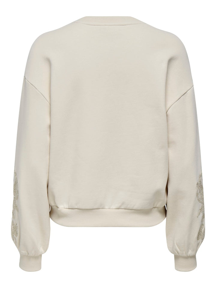 Onlbrooklyn L/s Embroidery Box Swt - Ecru