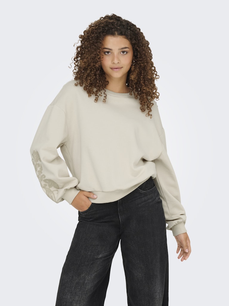 Onlbrooklyn L/s Embroidery Box Swt - Ecru