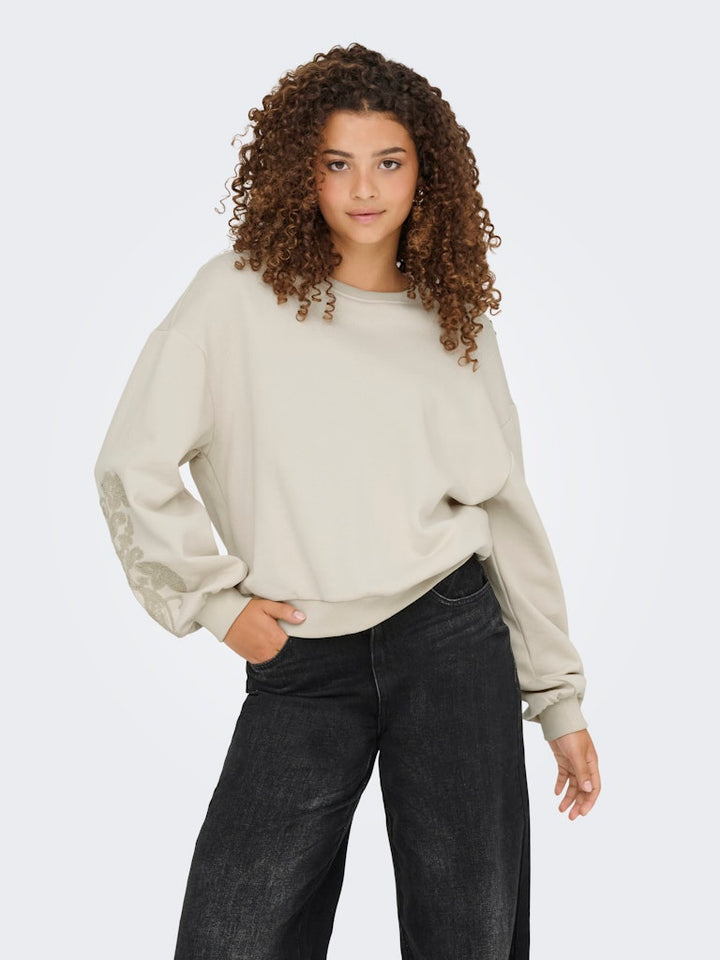 Onlbrooklyn L/s Embroidery Box Swt - Ecru