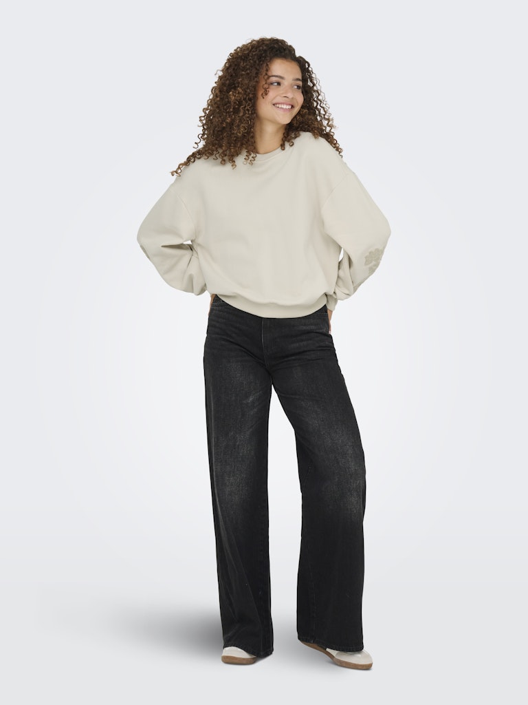 Onlbrooklyn L/s Embroidery Box Swt - Ecru