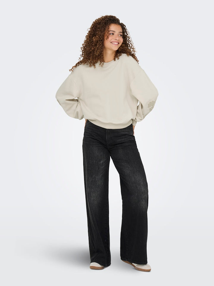 Onlbrooklyn L/s Embroidery Box Swt - Ecru