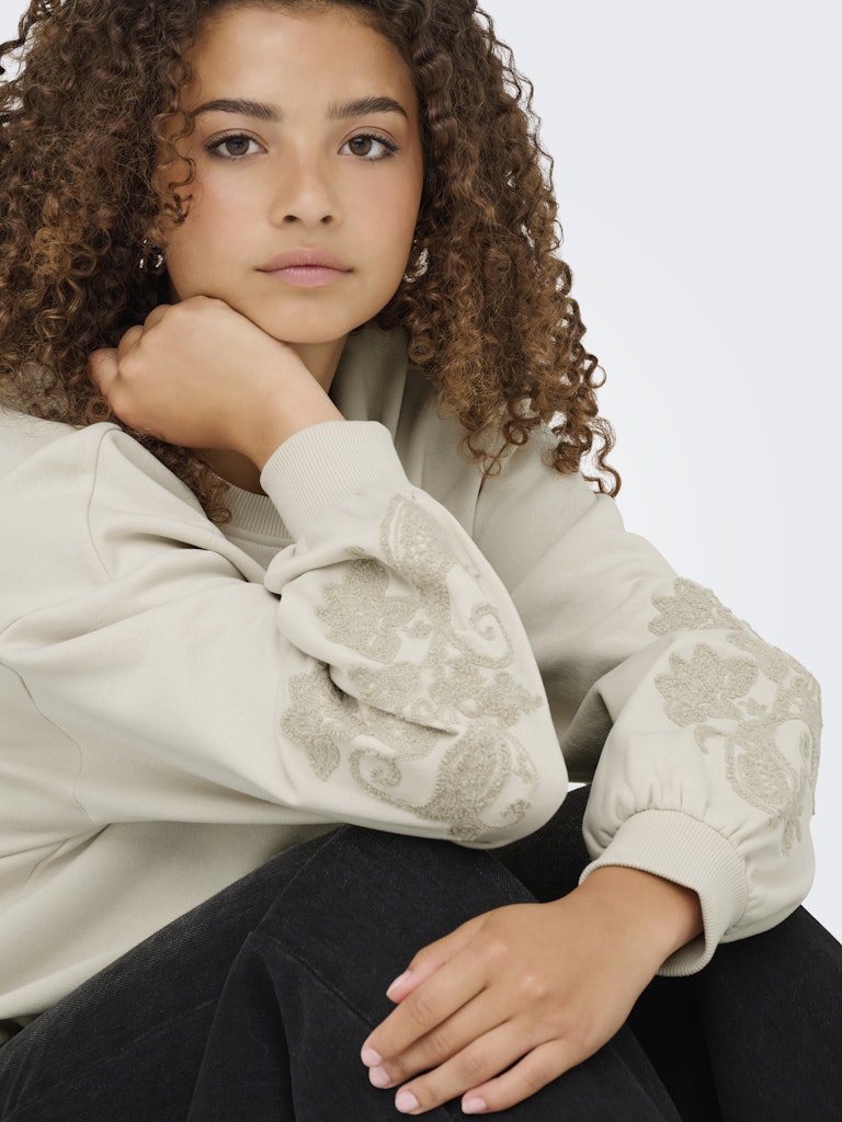 Onlbrooklyn L/s Embroidery Box Swt - Ecru