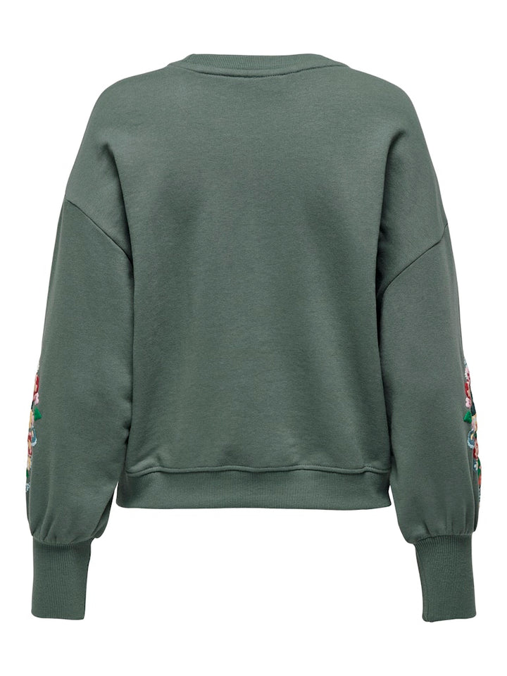 Onlbrooke L/s O-neck Flower Swt Noos - Olijf