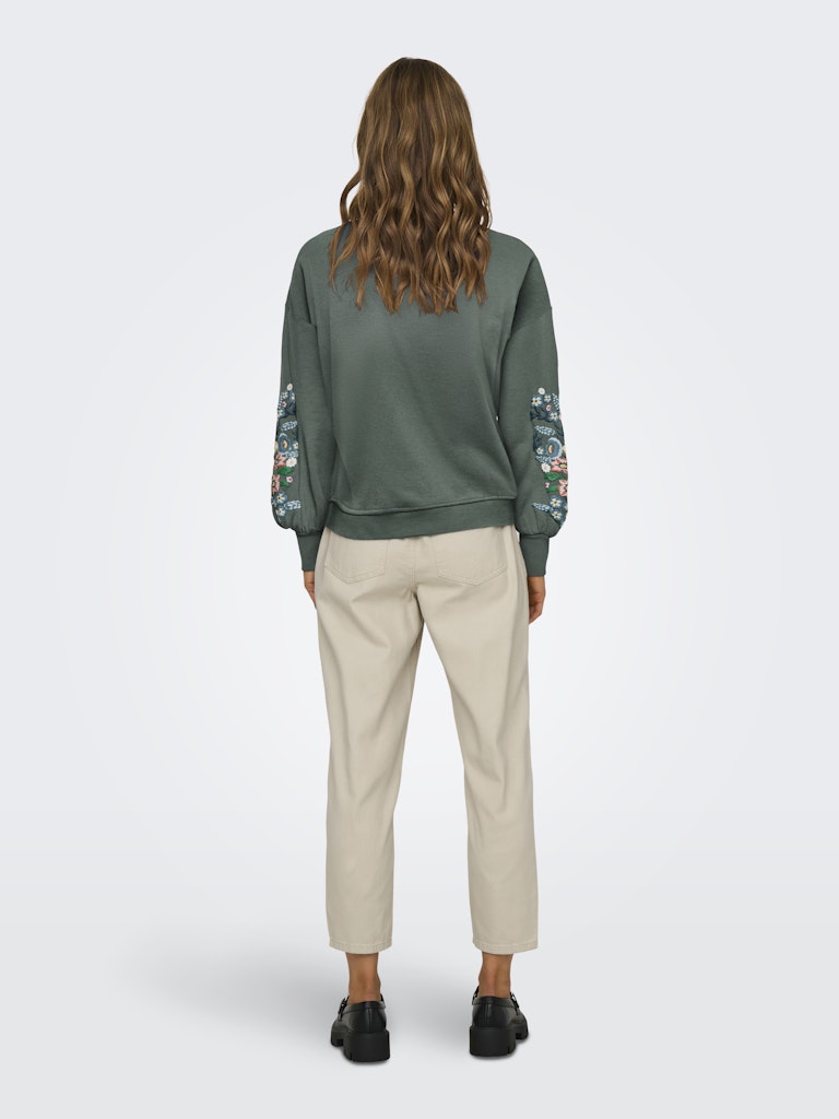 Onlbrooke L/s O-neck Flower Swt Noos - Olijf