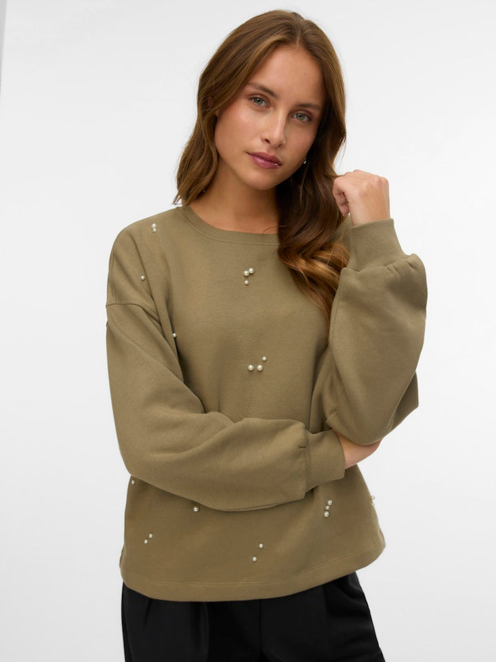 Vmfatilda L/s Sweatshirt Jrs Btq - Olijf
