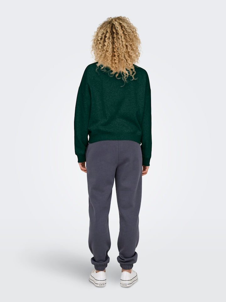 Onlsweat Life L/s Crew O.size State Noos - Donkergroen