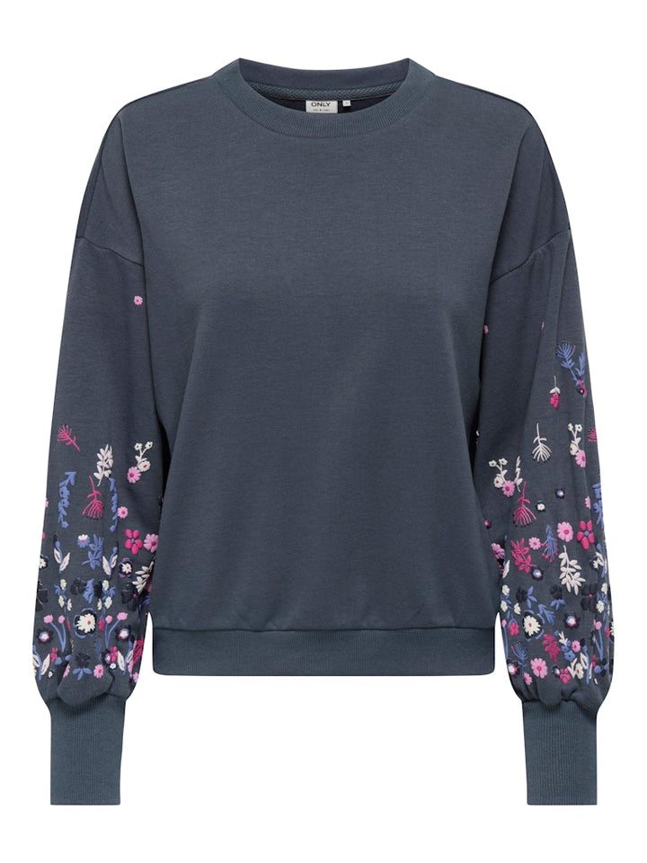 Onlbrooke L/s O-neck Flower Swt Noos - Rafblauw