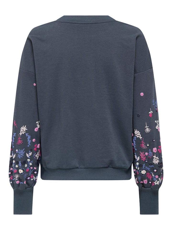 Onlbrooke L/s O-neck Flower Swt Noos - Rafblauw