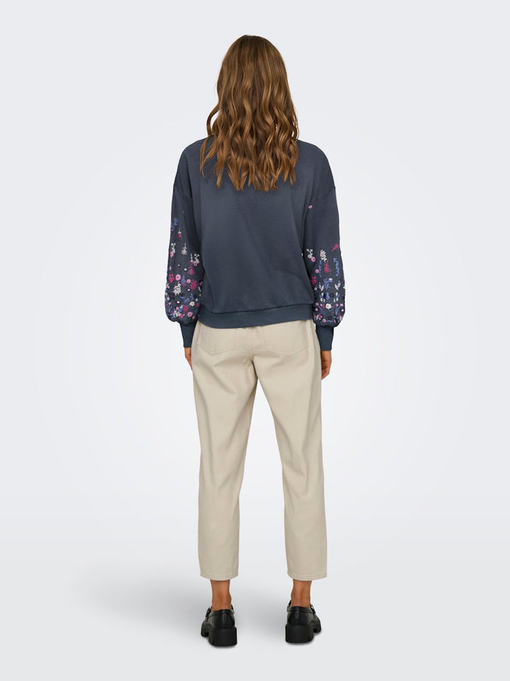 Onlbrooke L/s O-neck Flower Swt Noos - Rafblauw