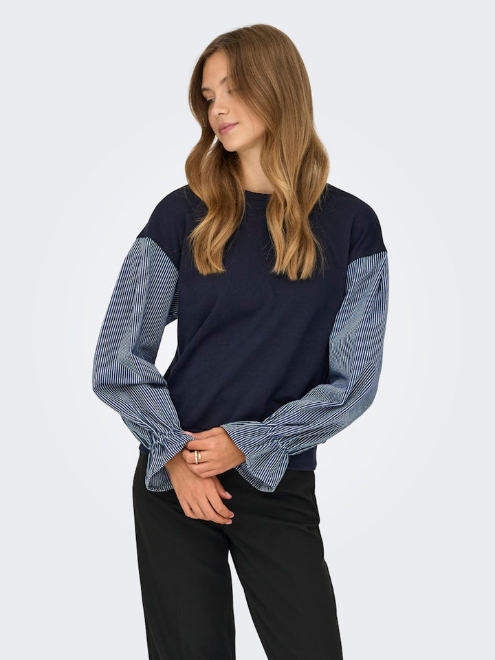 Onlnina Ls O-neck Mic Cs Sweat - Navy