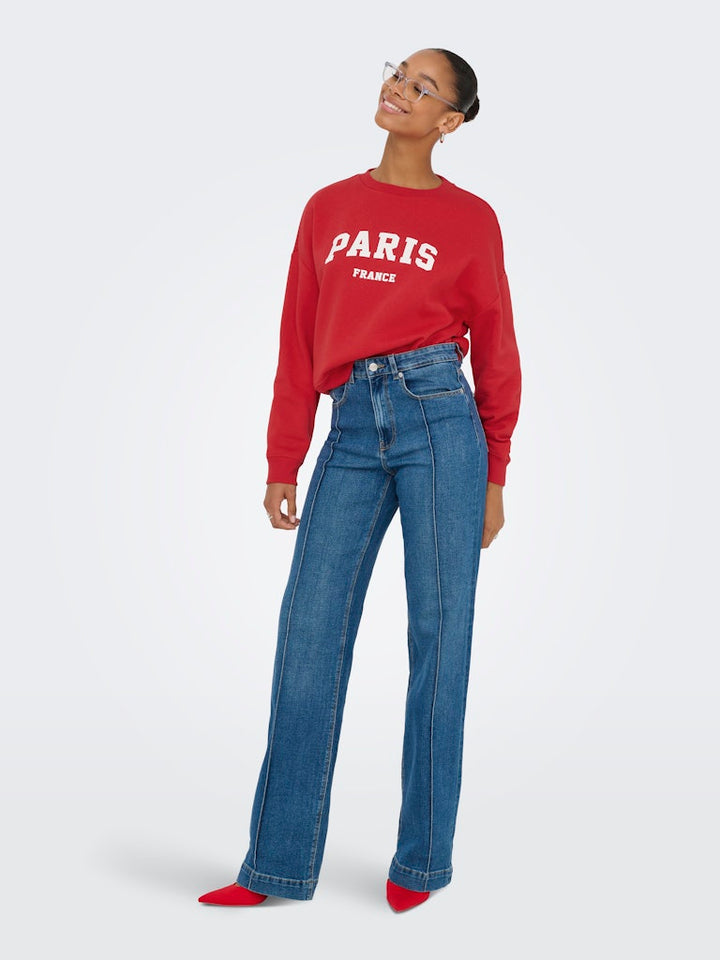 Onlsweat Life L/s Crew O.size State Noos - Rood