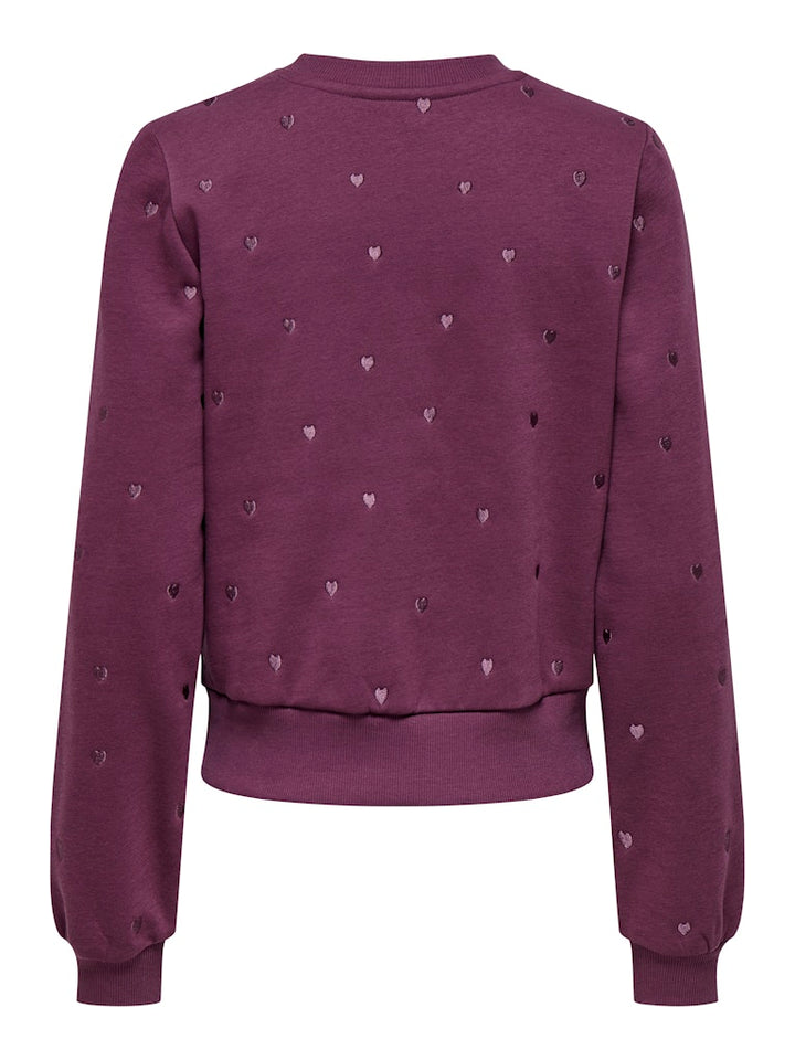 Onlatika L/s O-neck Glitter Emb. Box Swt - Bordeaux