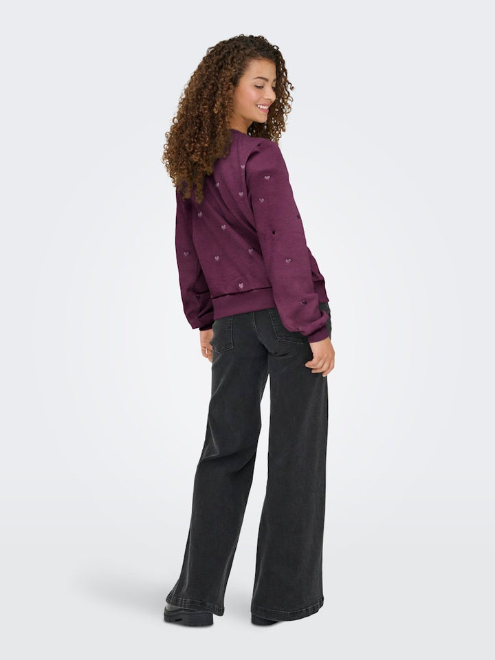 Onlatika L/s O-neck Glitter Emb. Box Swt - Bordeaux