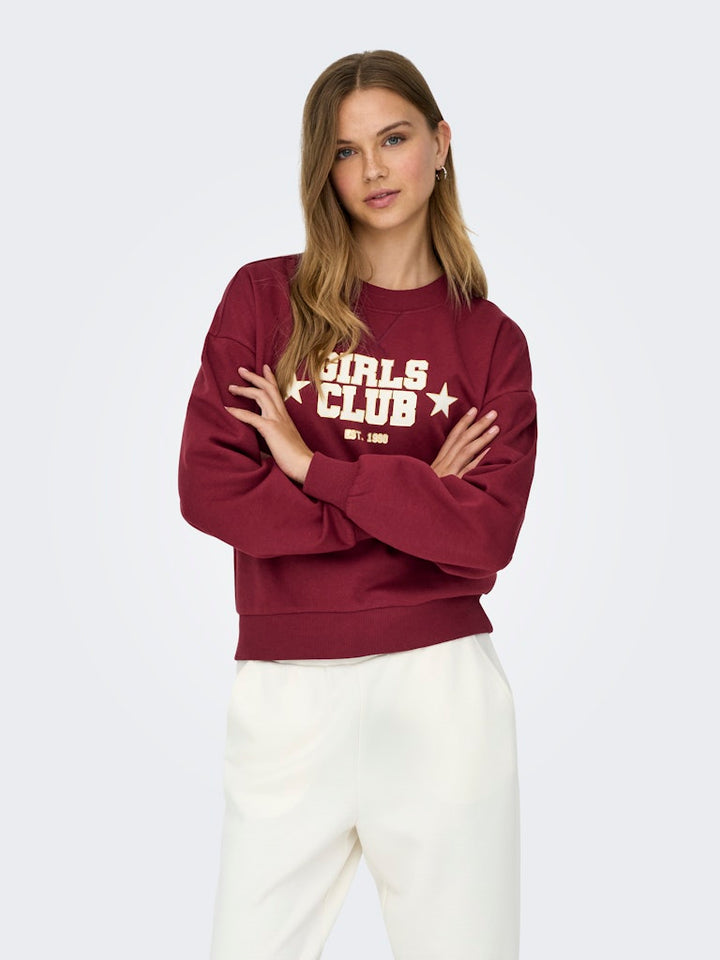 Onljo L/s Print Box Bf Swt - Bordeaux