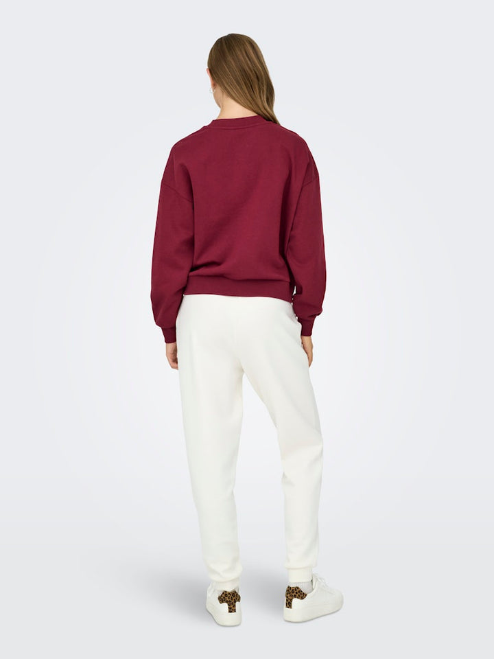 Onljo L/s Print Box Bf Swt - Bordeaux