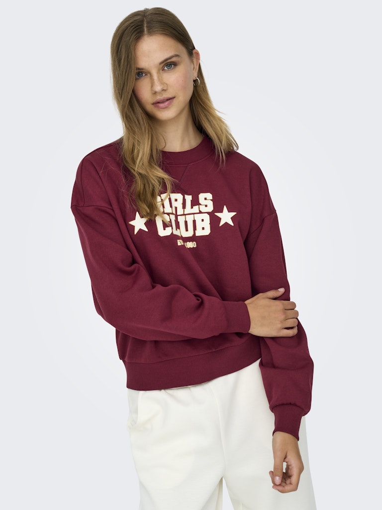 Onljo L/s Print Box Bf Swt - Bordeaux