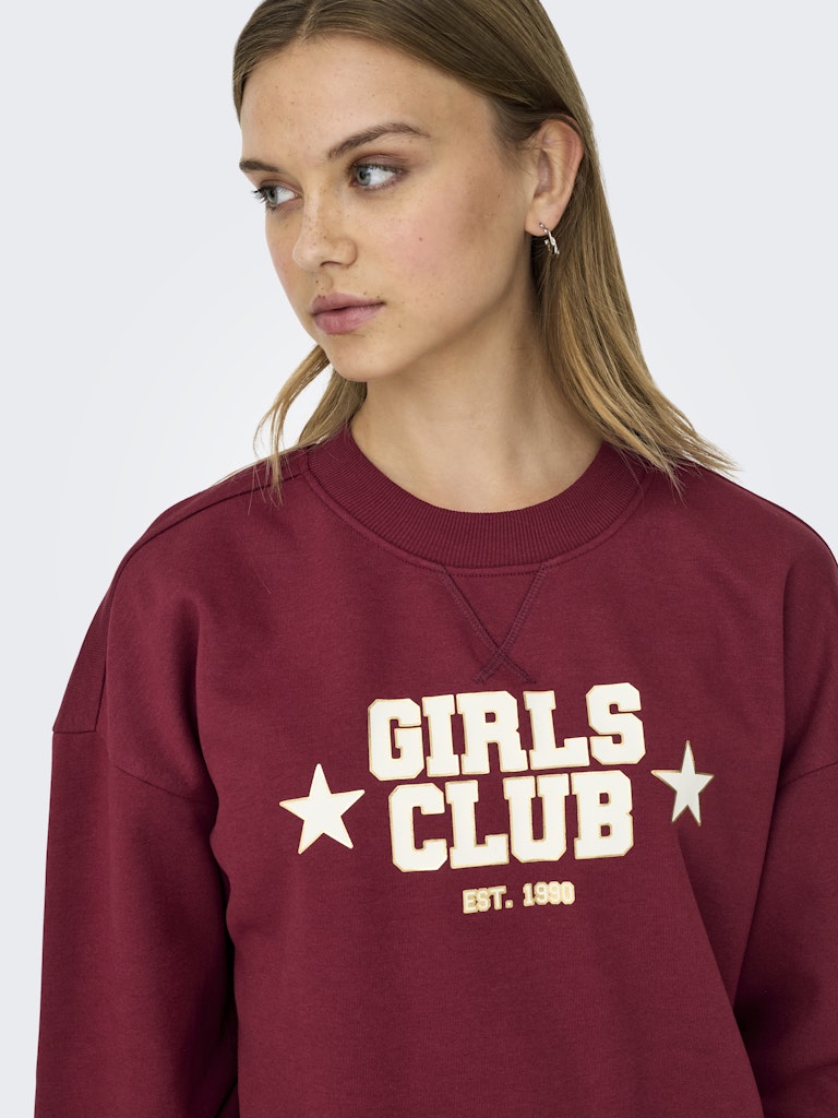 Onljo L/s Print Box Bf Swt - Bordeaux