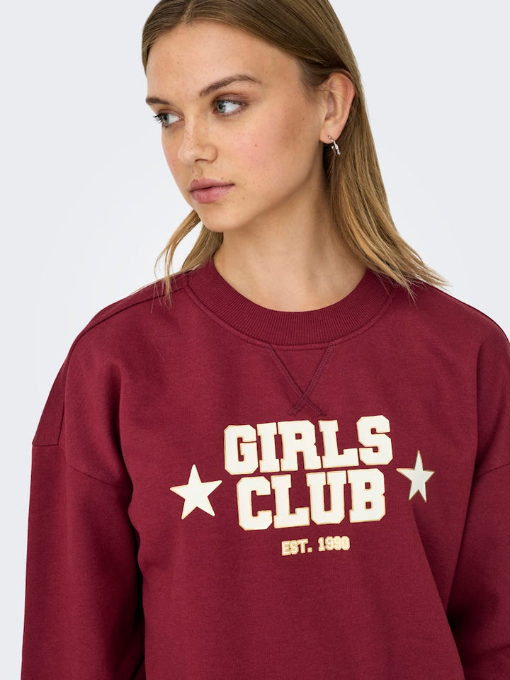 Onljo L/s Print Box Bf Swt - Bordeaux