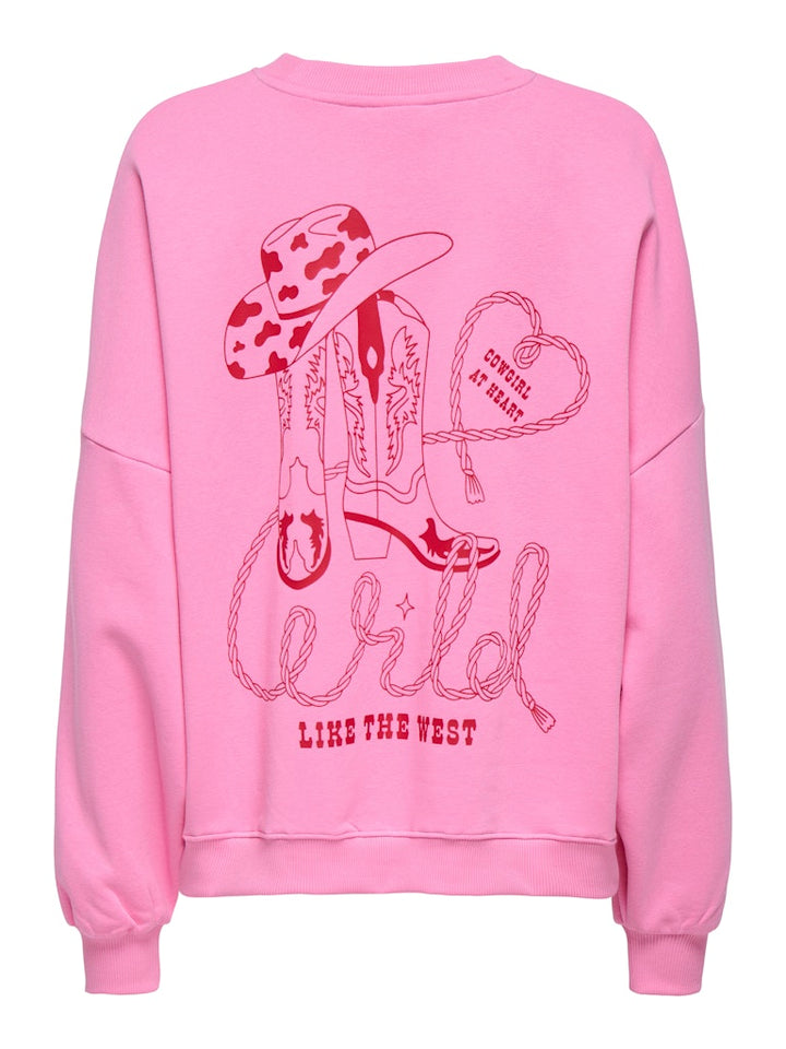 Onlstina L/s Lovely O-neck Box Swt - Neon Roze