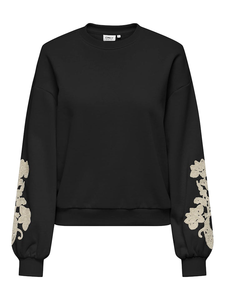 Onlbrooklyn L/s Embroidery Box Swt - Zwart